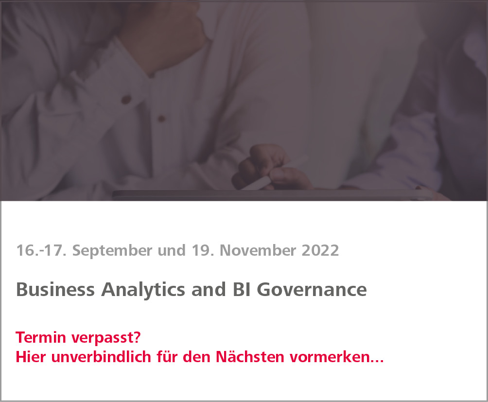 Weiterbildung Business Analytics and BI Governance