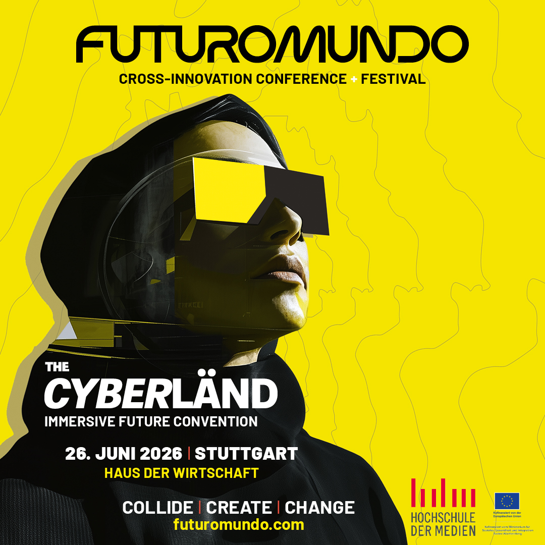 Plakat der Futuromundo Messe mit HdM Logo